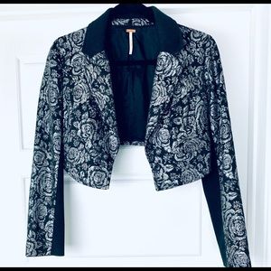 Free people black and silver cropped blazer